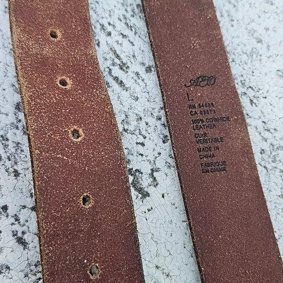 Aeropostale Men Leather Belt Brown Genuine Cowhide Leather Pin Buckle Size L - Picture 11 of 12